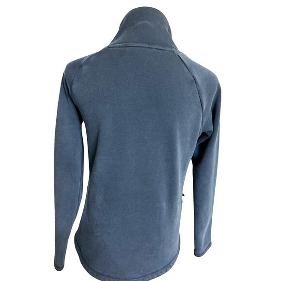 Athleta Cozy Karma Blue Asym Sweatshirt Pullover Pockets Zip Funnel Neck XS - Picture 8 of 10